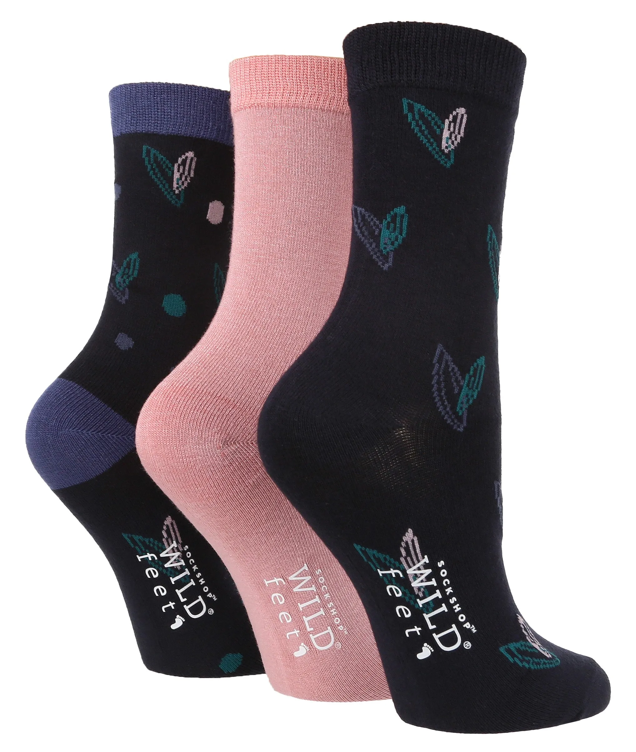 3 Pair Wild Feet Womens Patterned Bamboo Socks