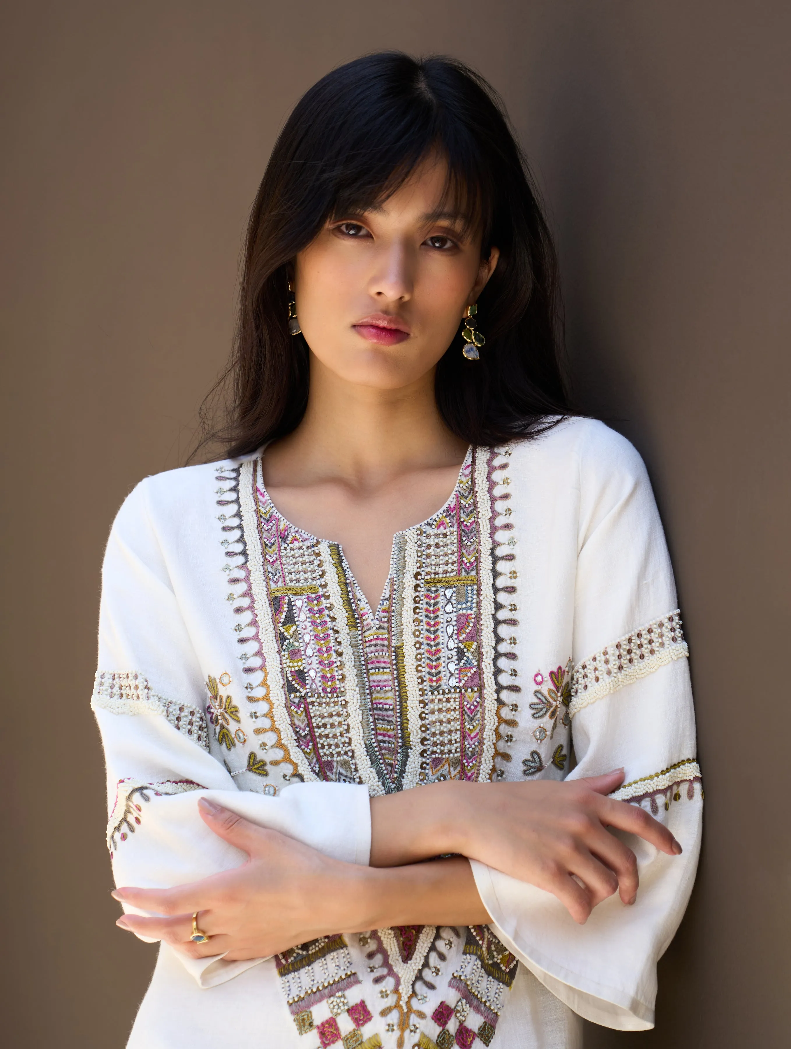 Afra Hand-Embroidered Kurta Set - Ivory