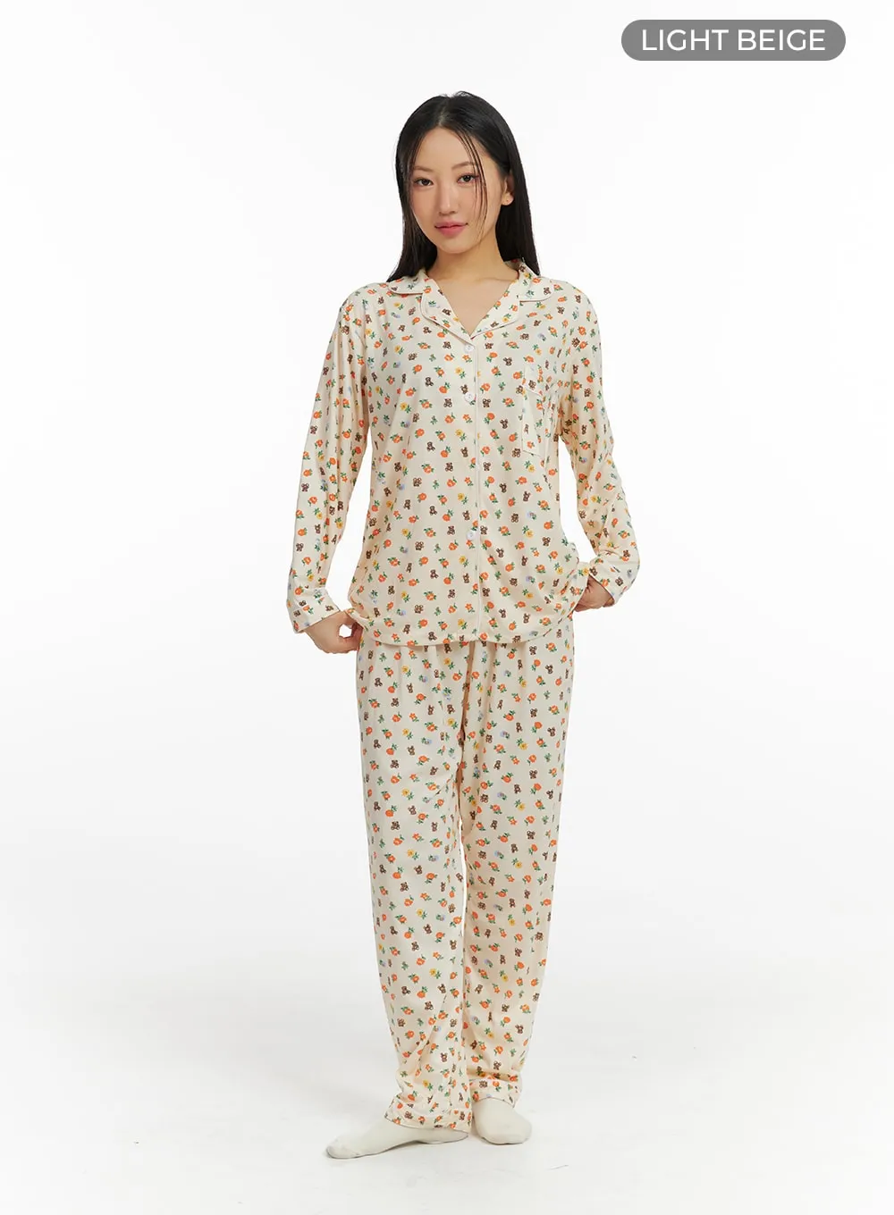 Animal Graphic Pocket Pajama Set IF421