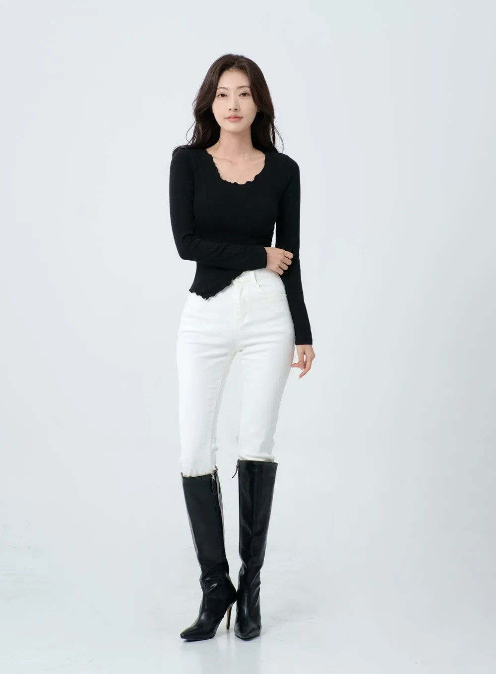 Ankle Semi Bootcut Slim Pants IO18