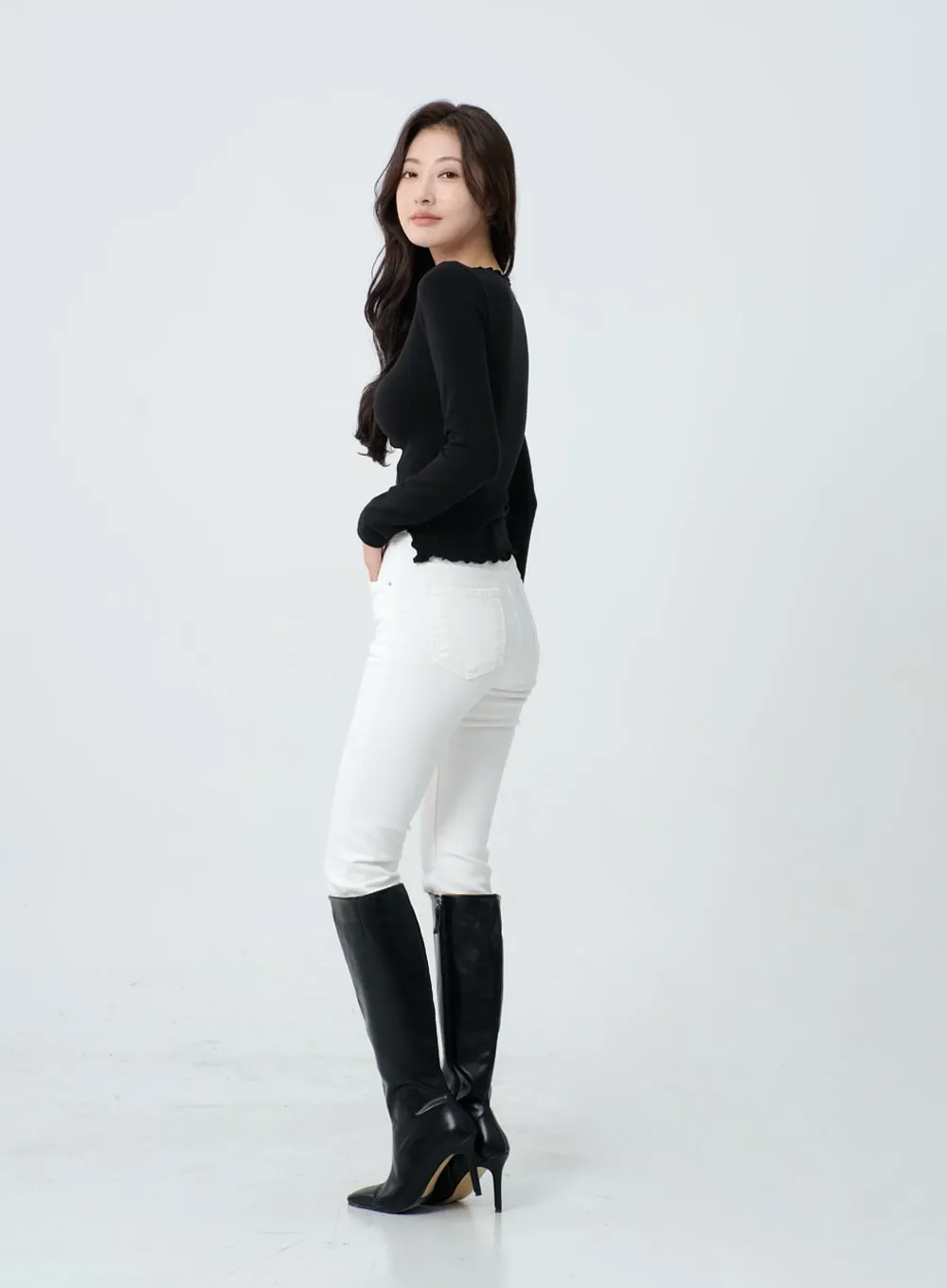 Ankle Semi Bootcut Slim Pants IO18