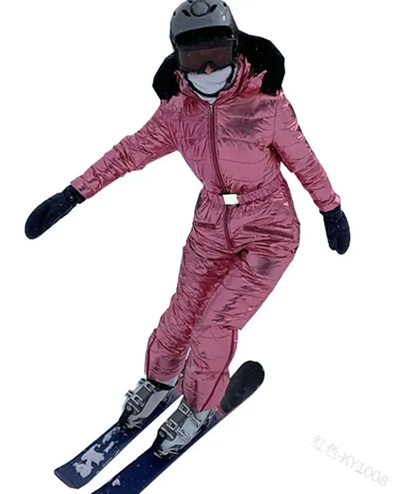 Ashore Shop New Thick Warm Ski Suit Women Waterproof Windproof Skiing and Snowboarding Jacket Pants Set Female Snow Costumes Outdoor Wear