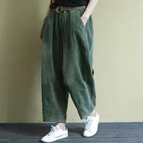 BABAKUD Autumn Belt Retro Versatile Corduroy Pants