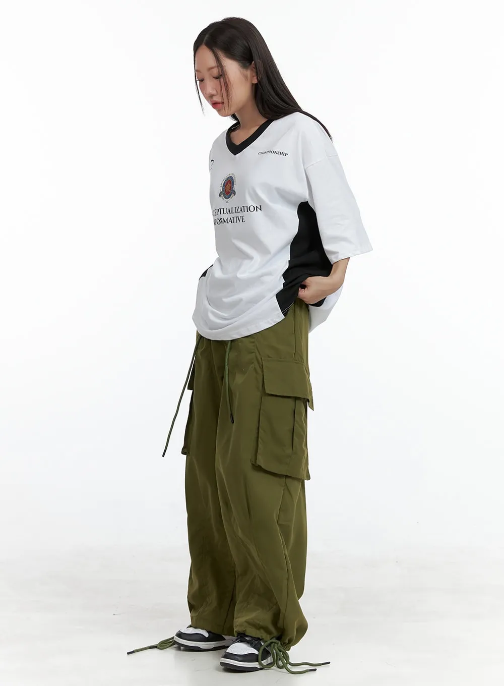 Stylish High-Waisted Baggy Cargo Pants for UltimateComfort and Versatility - OL408