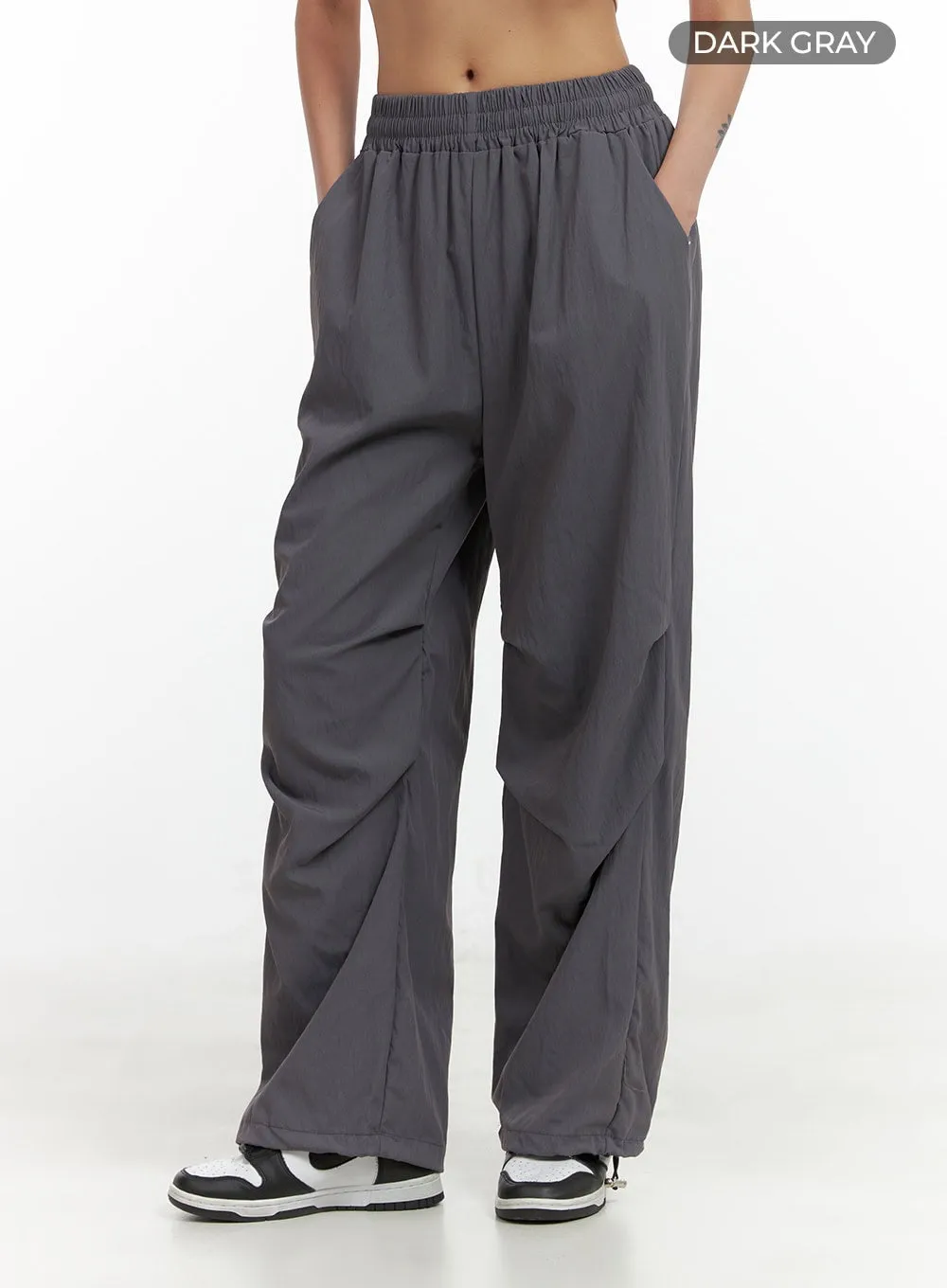 Banded Nylon Wide Fit Pants CL404