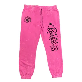 Barbie Women's Fleece Lined Drawstring Waist Washed Out Logo Jogger