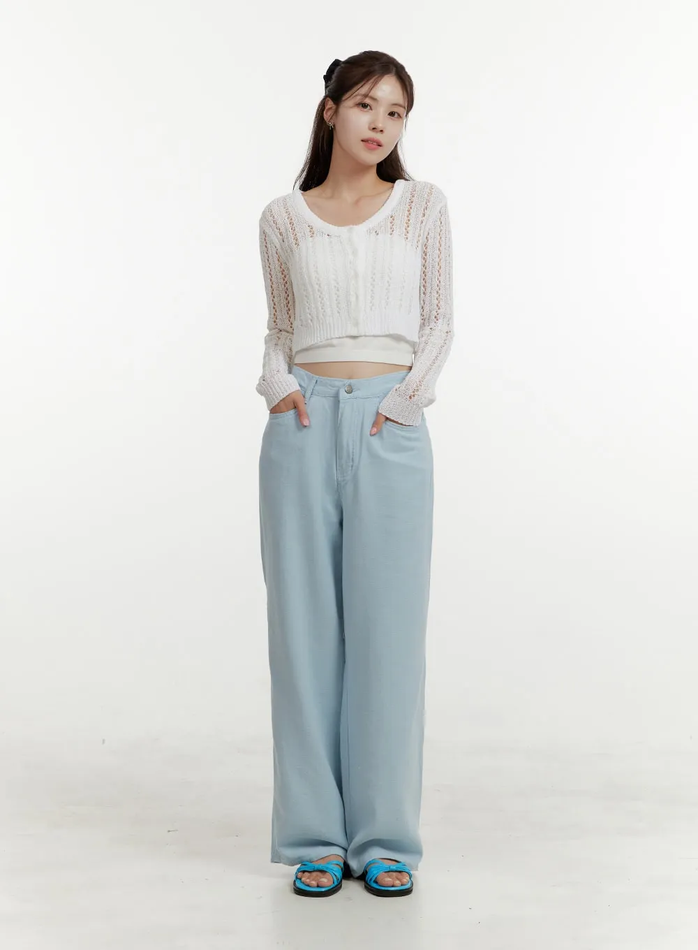 Basic Cotton Wide-Leg Pants OY409