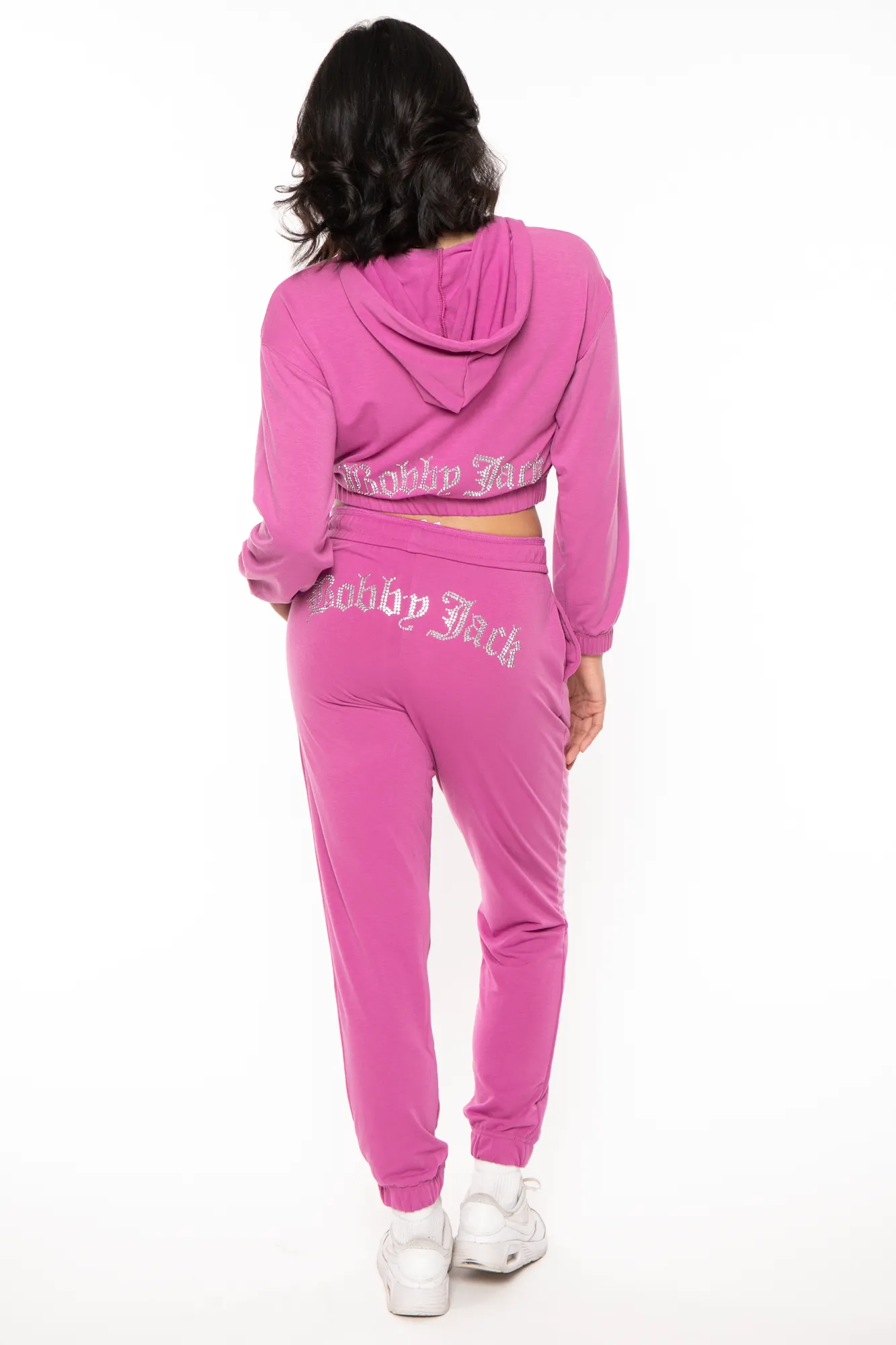 Bobby Jack Rhinestone Hoodie & Pant Set  - Magenta