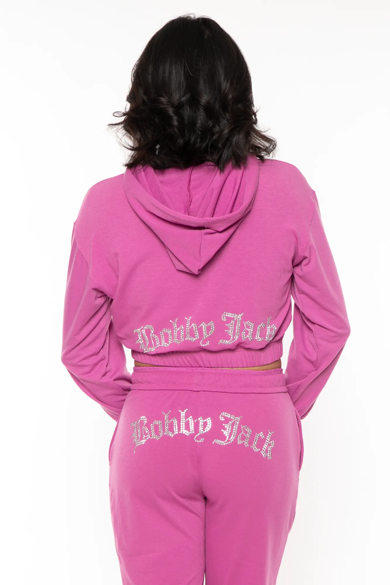 Bobby Jack Rhinestone Hoodie & Pant Set  - Magenta