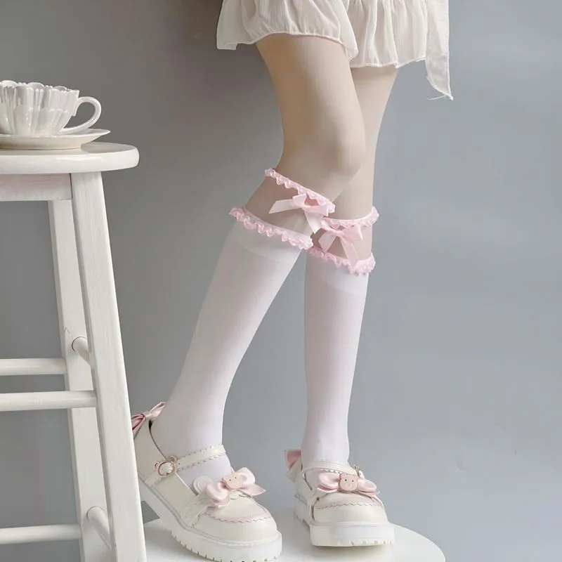 Bow Lace Lolita High Tube Socks