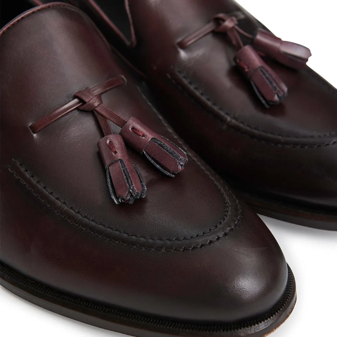 Burgundy Calf Leather Tassel Loafer