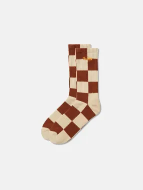 Butter Goods Checkered Socks - Redwood / Tan