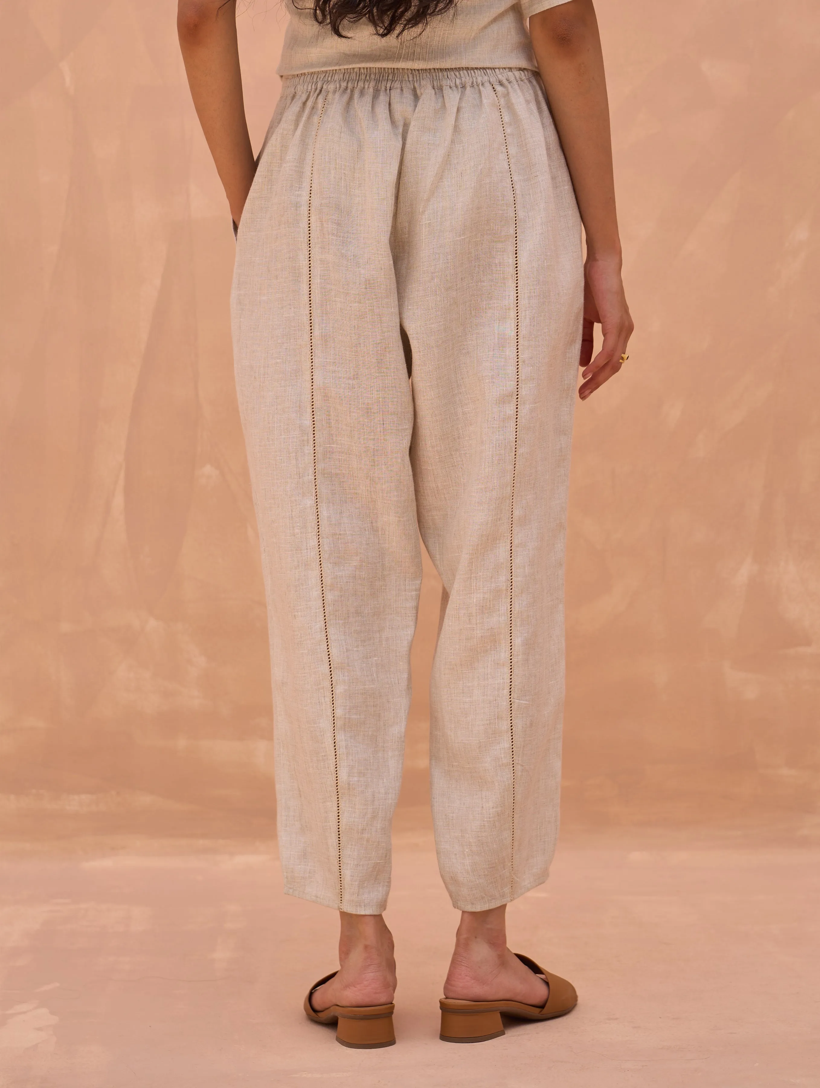 Carmen Tapered Linen Pant - Off White