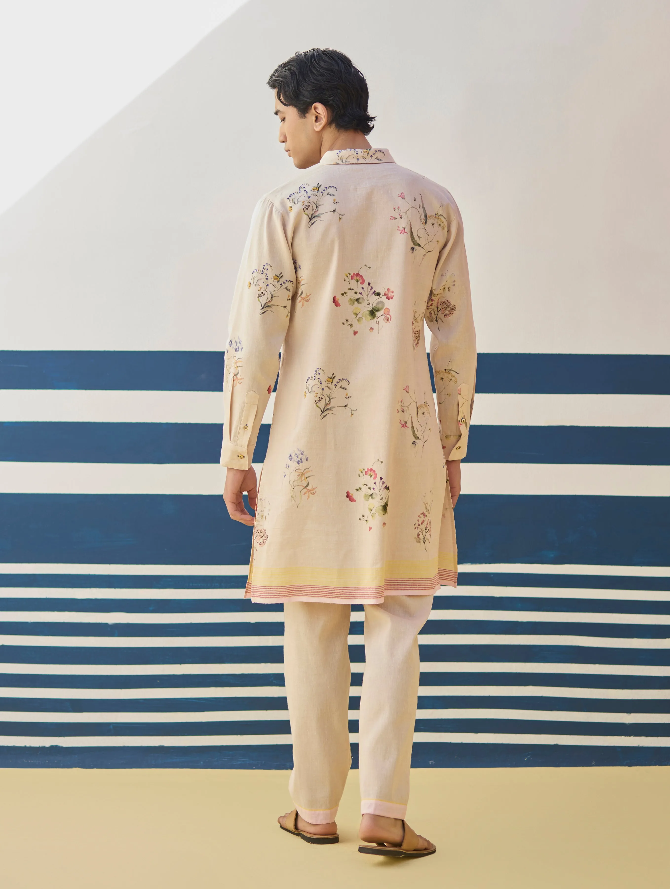 Ciro Floral Kurta Set - Sand