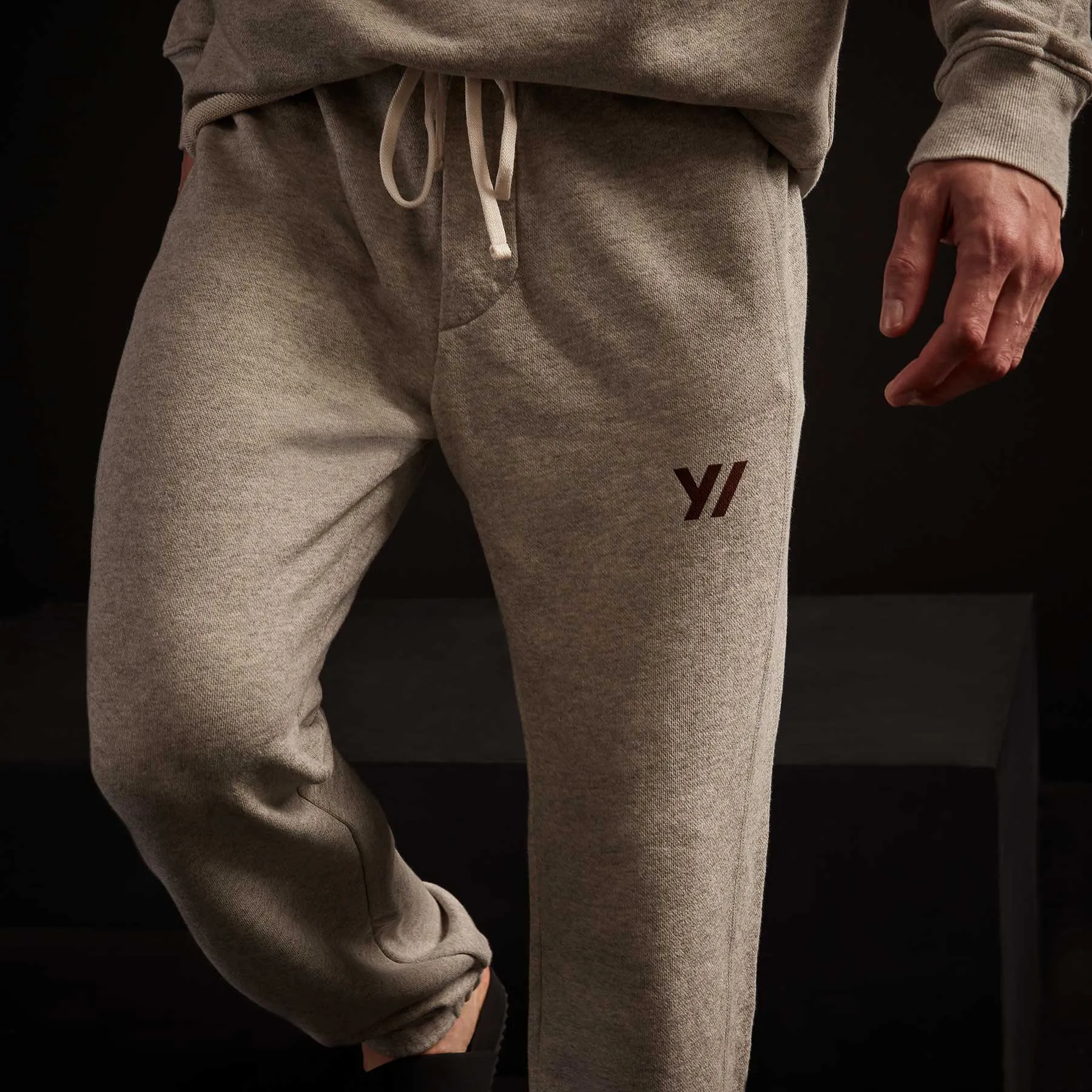 Classic French Terry Sweatpant - Heather Grey/Maroon