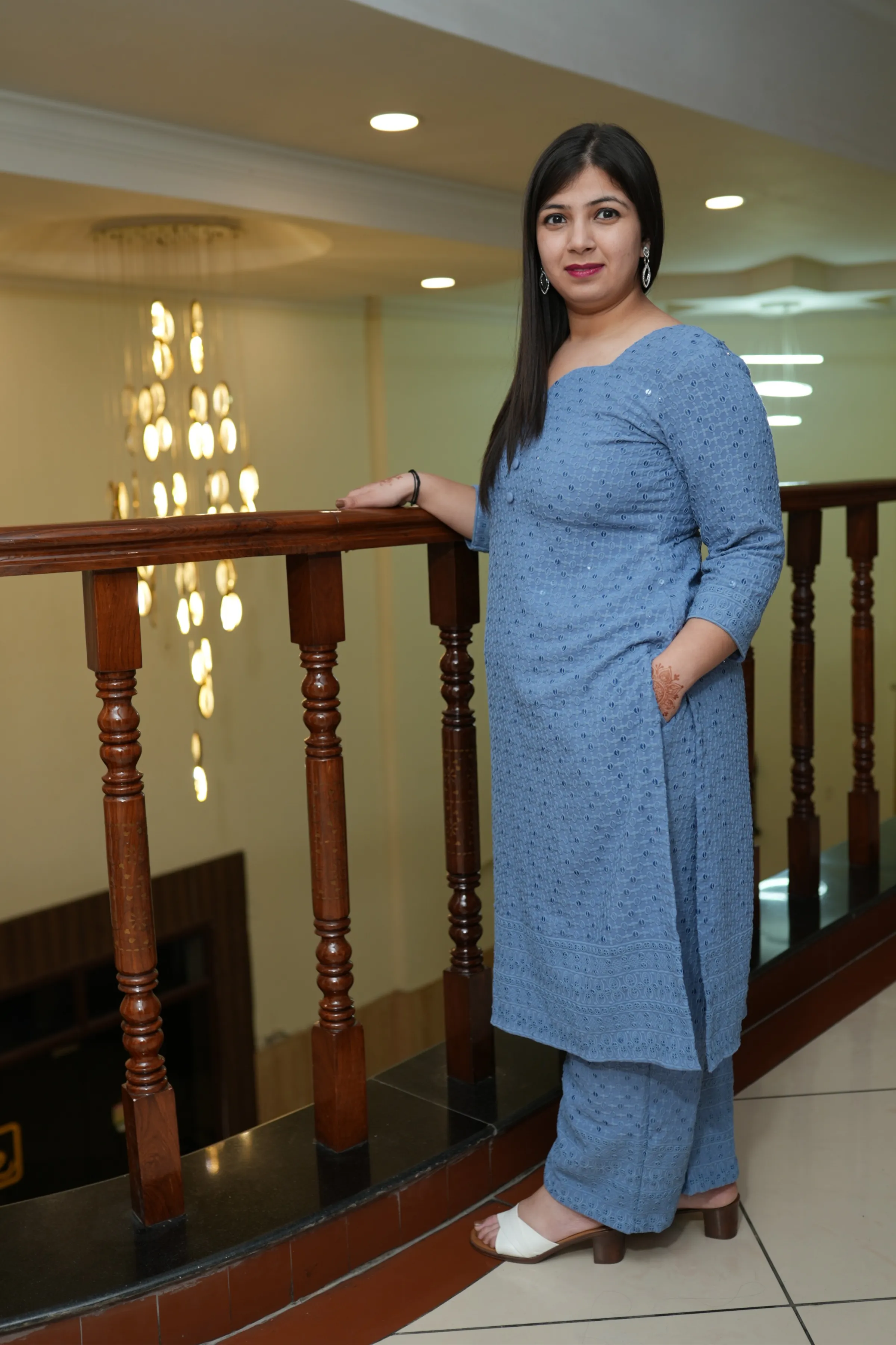 Cobalt Blue Sequined Kurta Set