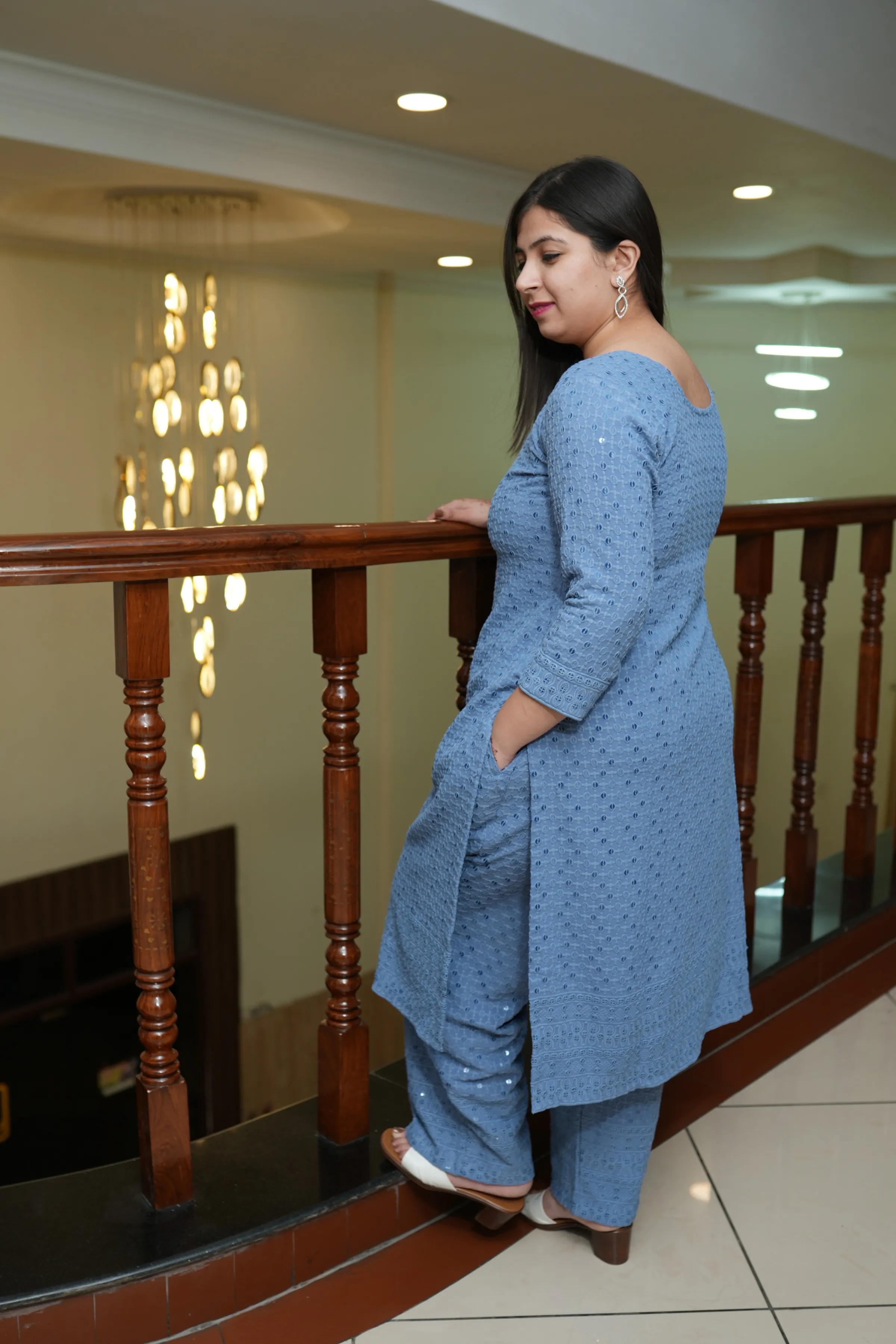 Cobalt Blue Sequined Kurta Set