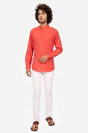 Coral Cross Color Cotton Short Kurta