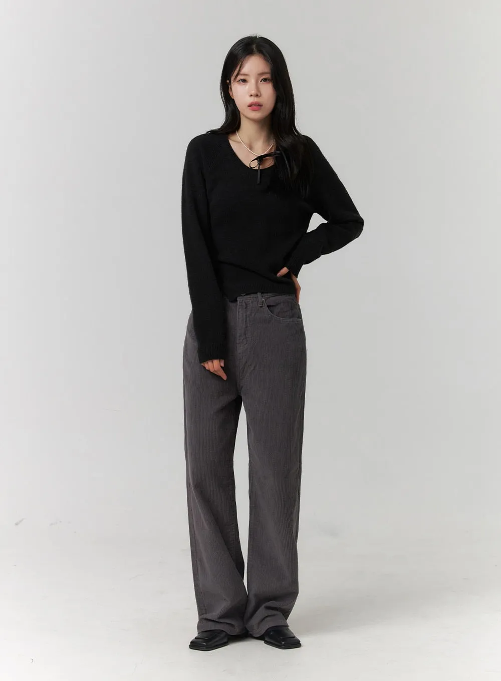 Corduroy Straight Leg Pants OJ418