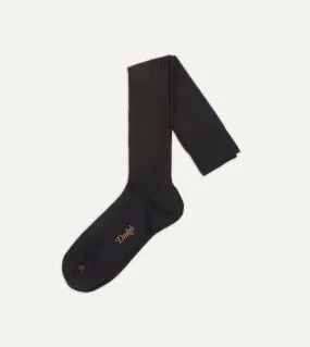 Dark Navy Wool Over-the-Calf Socks