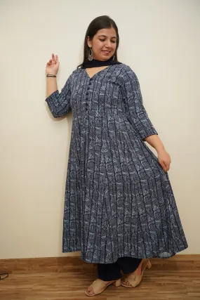 Deep Indigo Rayon Anarkali Set