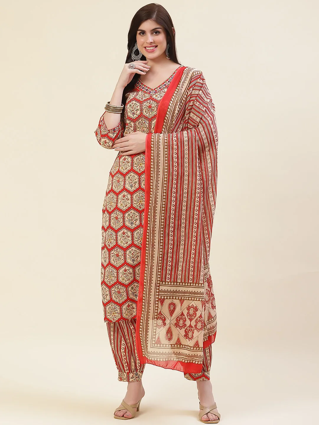 Delicate Bagh Print Floral Salwar Suit Set