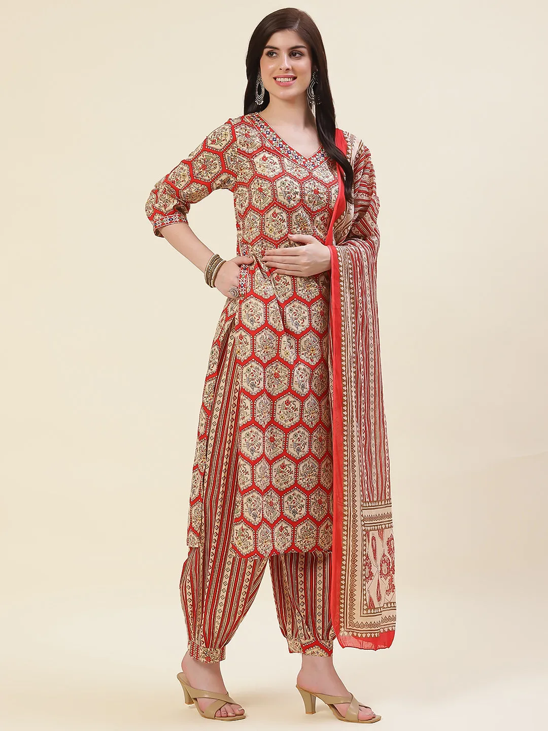 Delicate Bagh Print Floral Salwar Suit Set