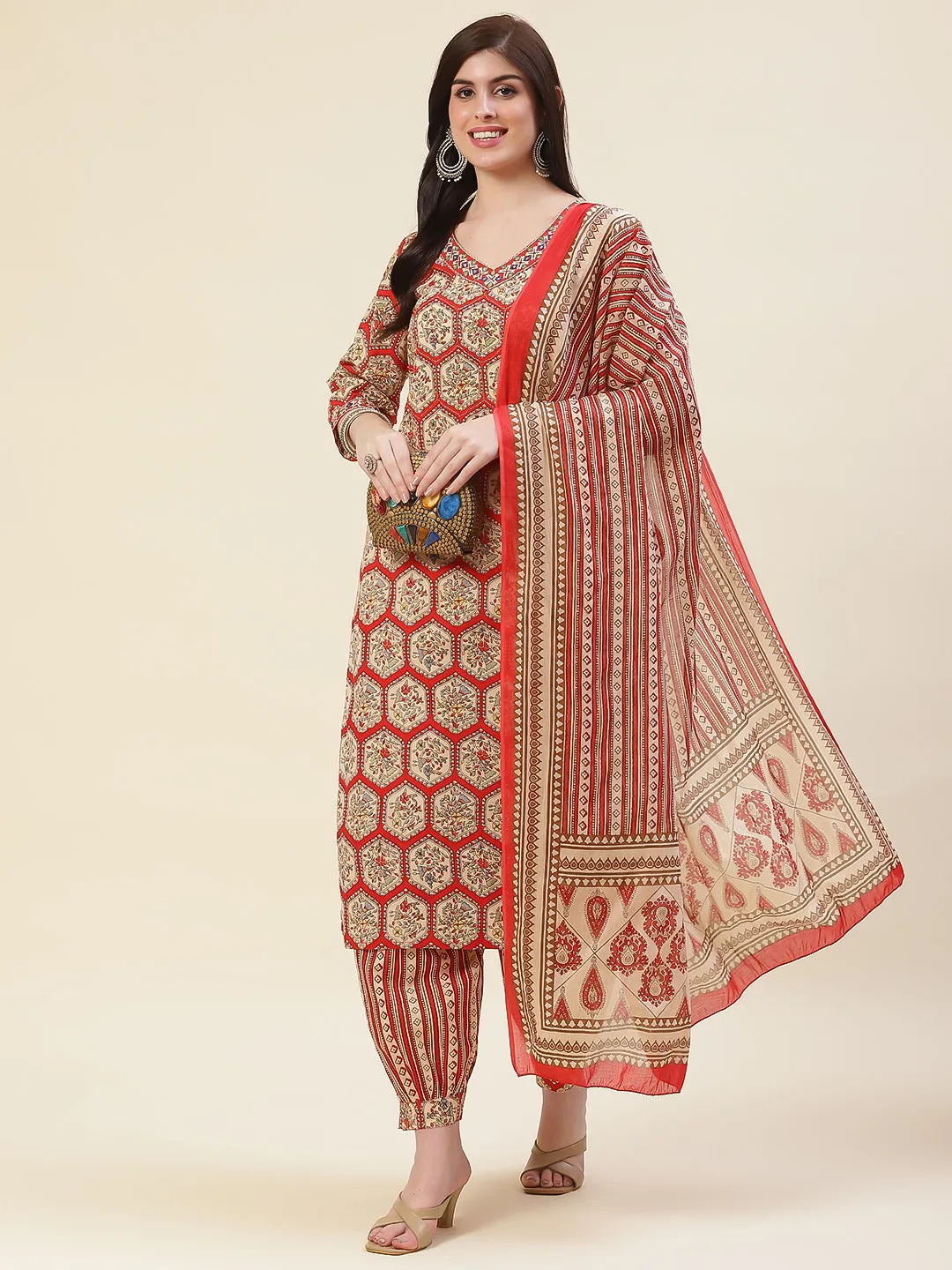 Delicate Bagh Print Floral Salwar Suit Set