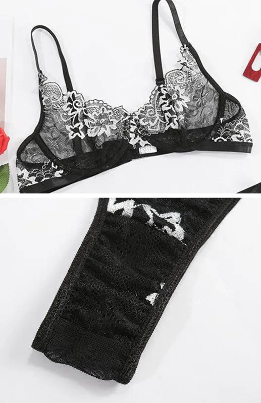 Embroidered Lace Women Lingerie Set