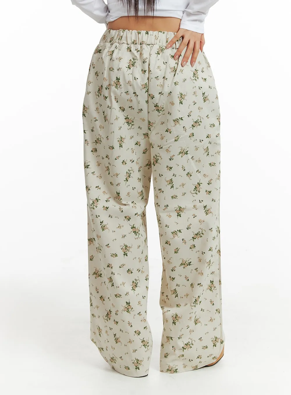 Floral Wide Leg Pants IM404