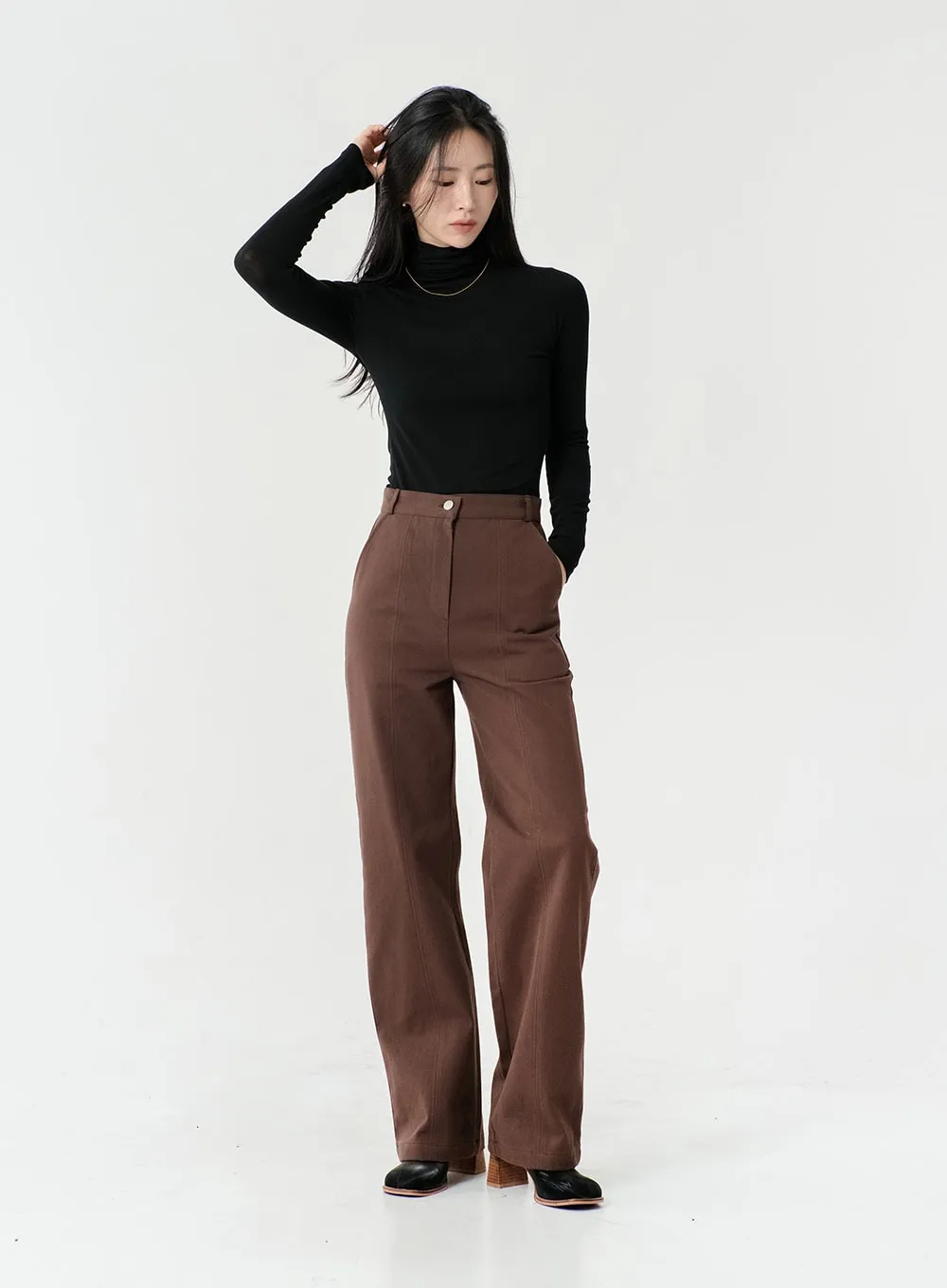 Line Detail Fall Color Cotton Pants OS13