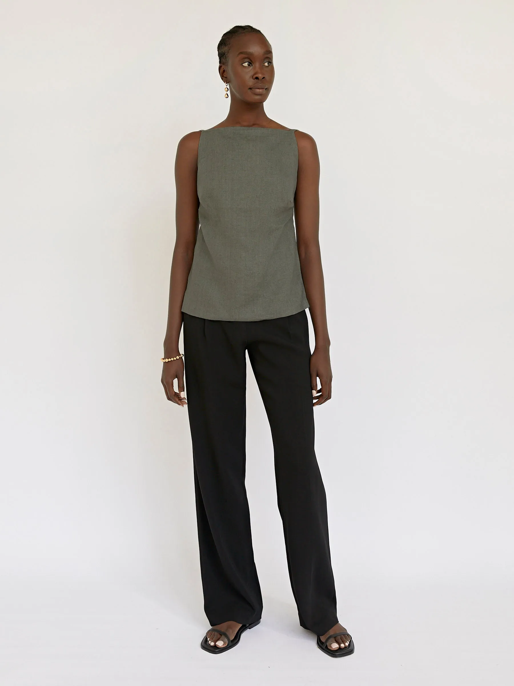 Linen Square Neck Top