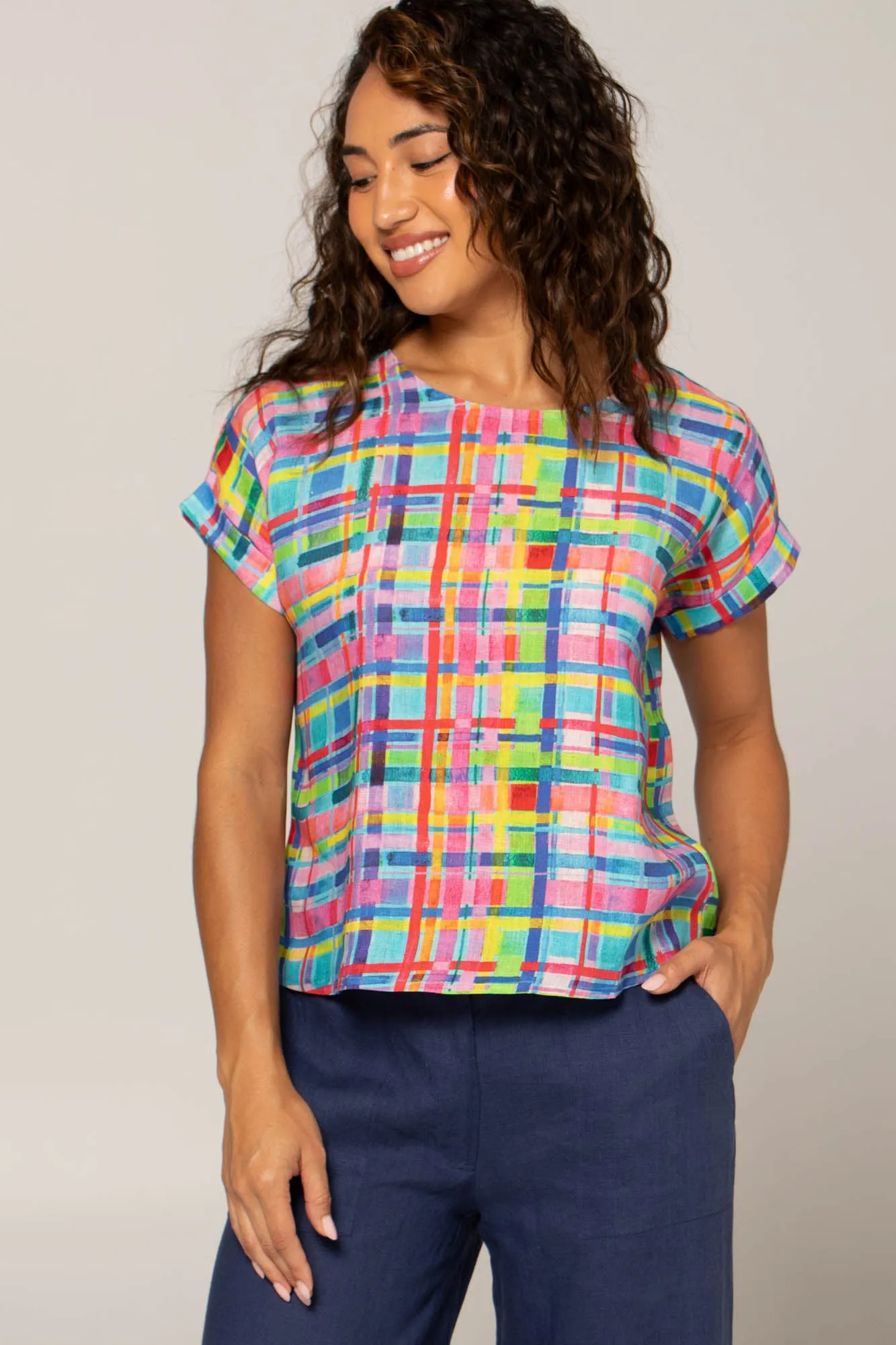 Luna Top Rainbow Gingham