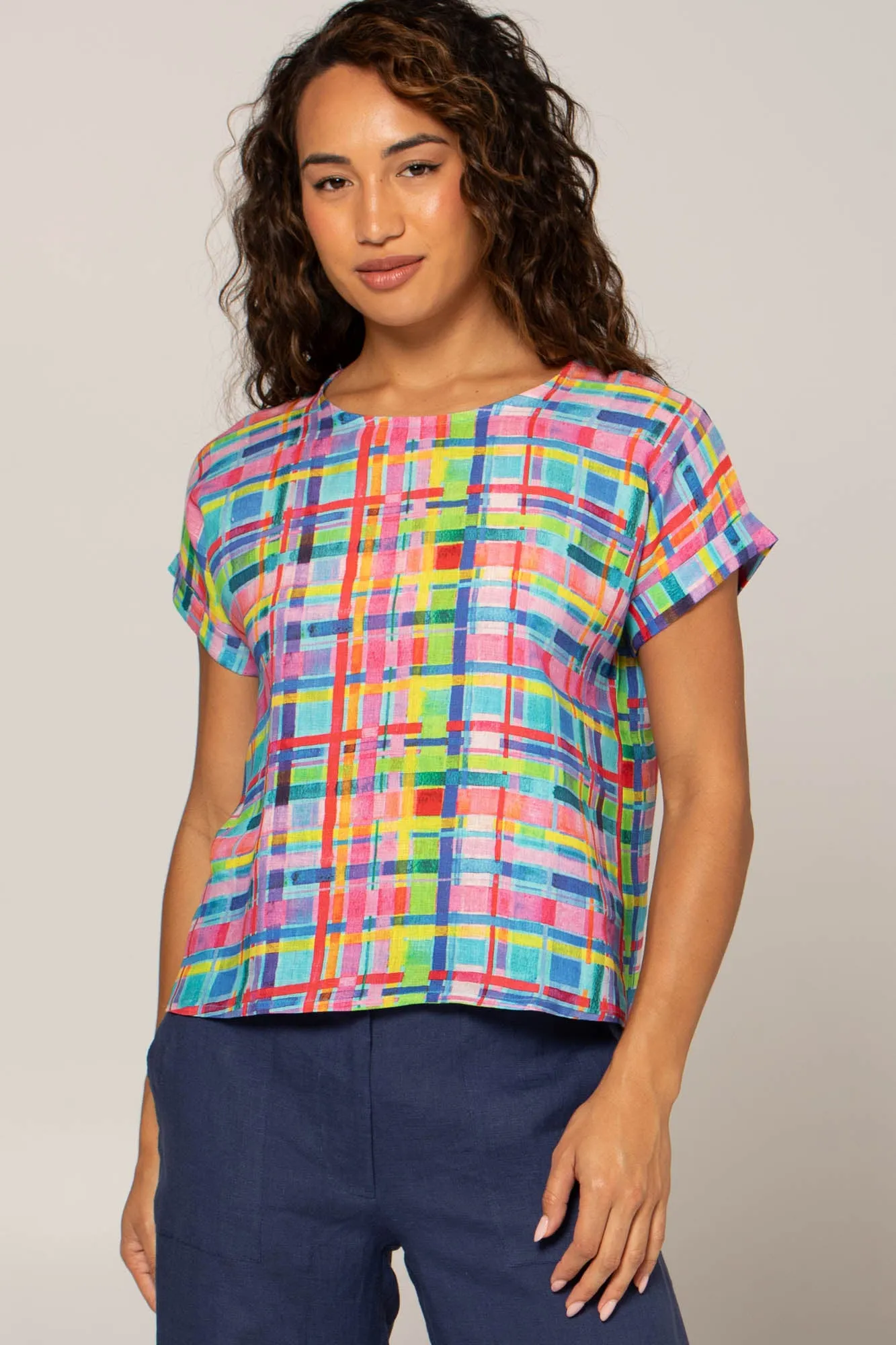 Luna Top Rainbow Gingham