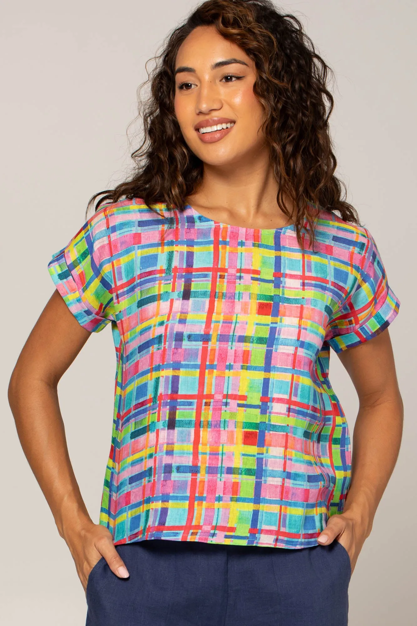 Luna Top Rainbow Gingham