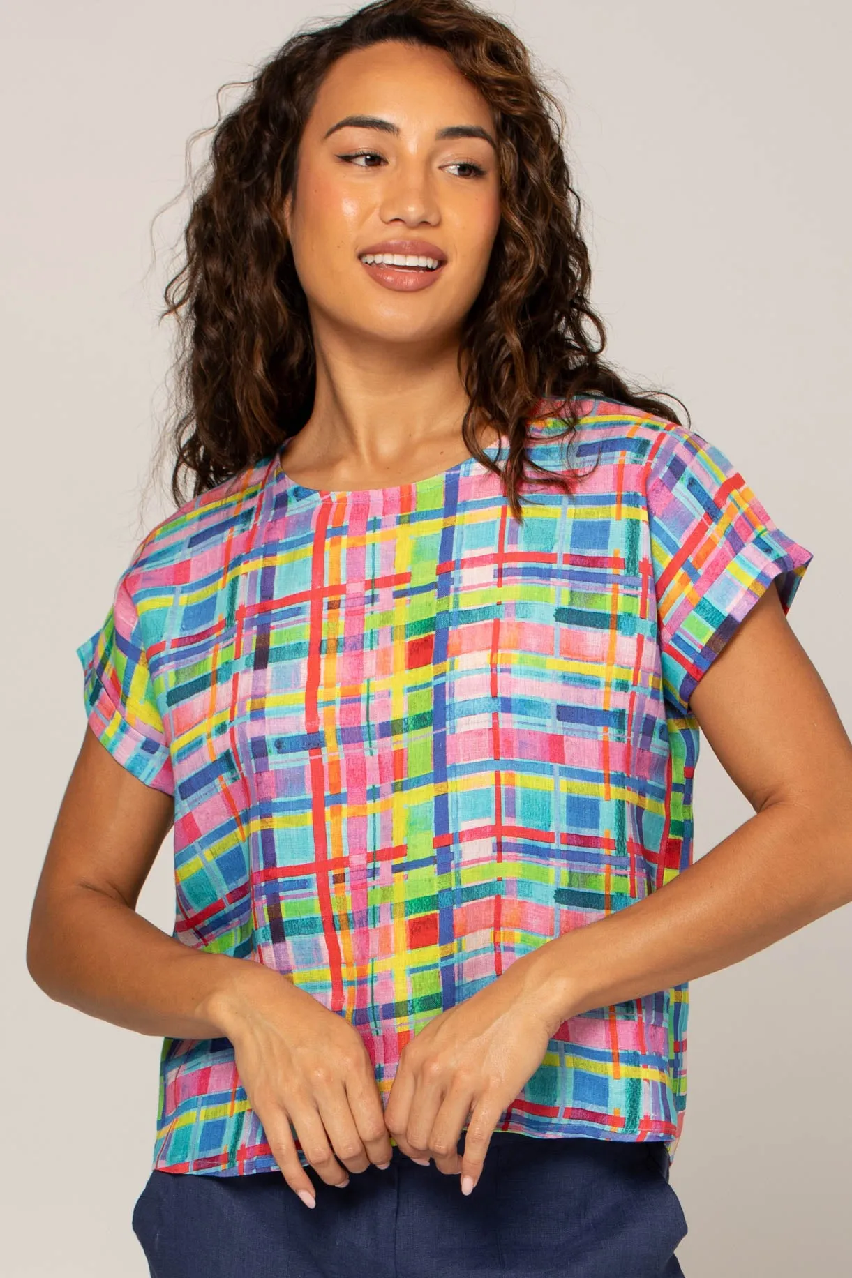 Luna Top Rainbow Gingham