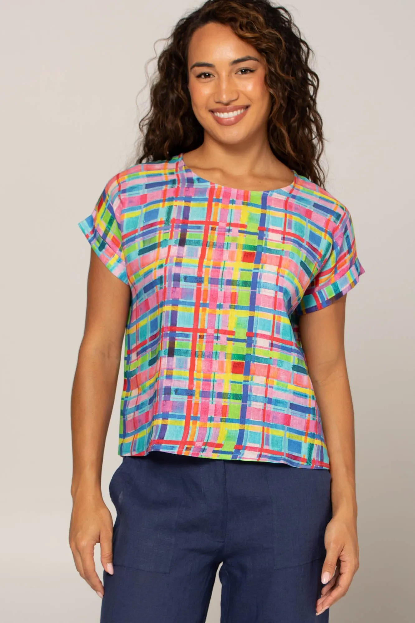 Luna Top Rainbow Gingham