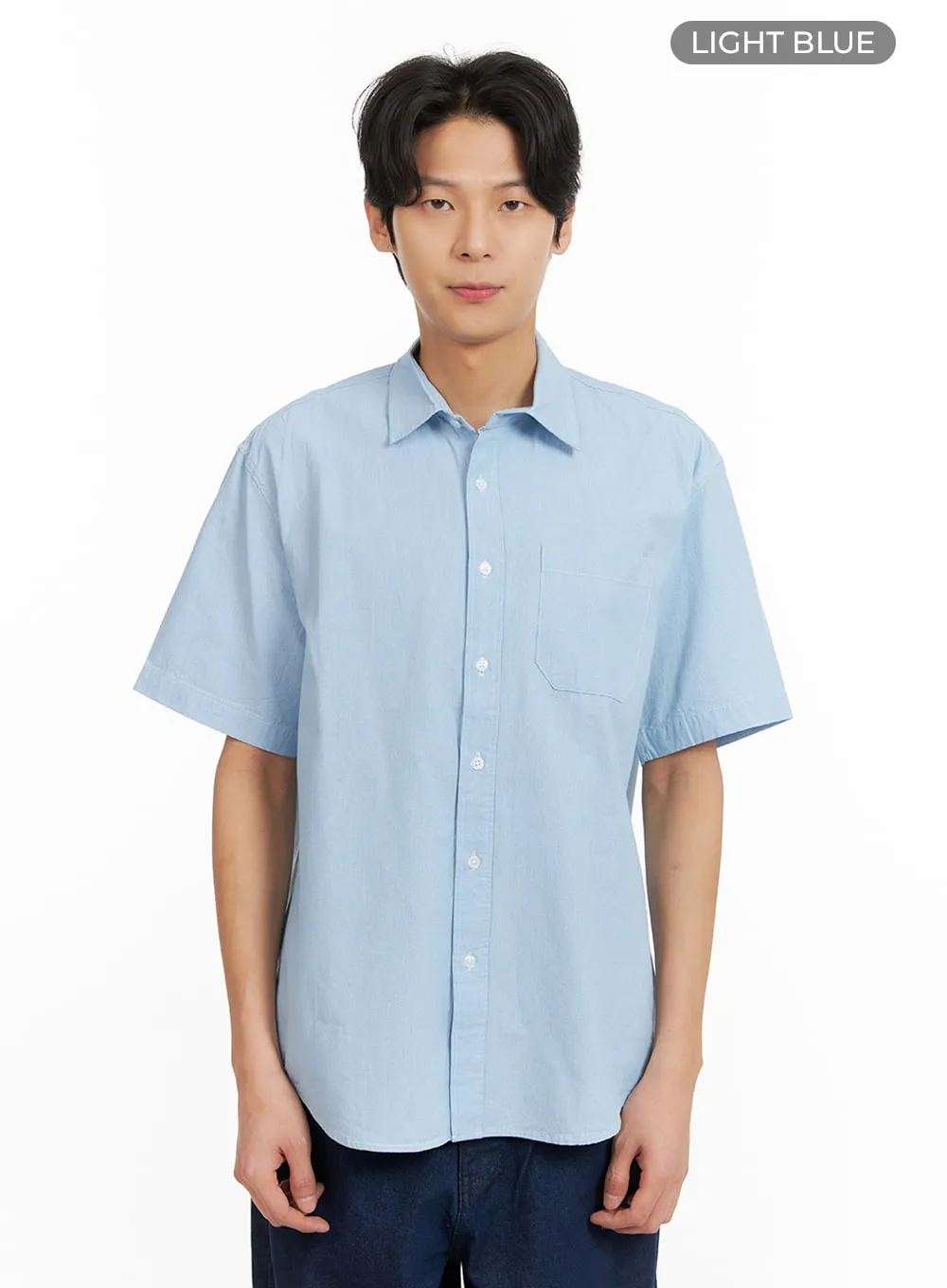 Men's Denim Short Sleeve Buttoned Shirt IA402