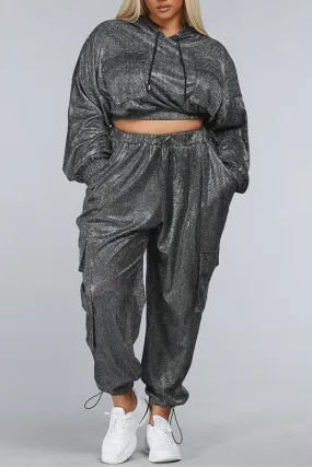 Metallic Shimmer Two Piece Jogger Set