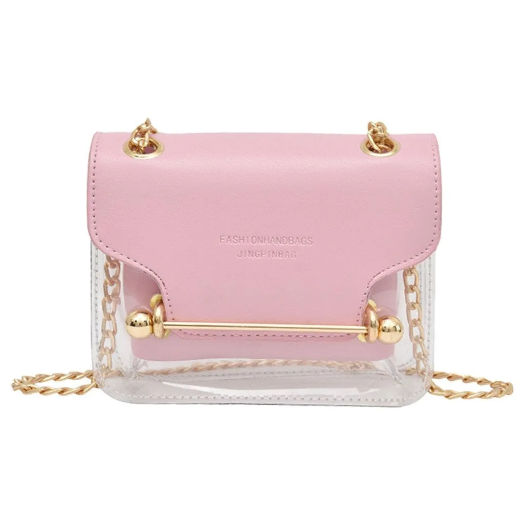 New Luxury Female Transparent Square PVC Bag Shoulder Bag Wallet Handbag Lady Slot Pocket Short Messenger Bags