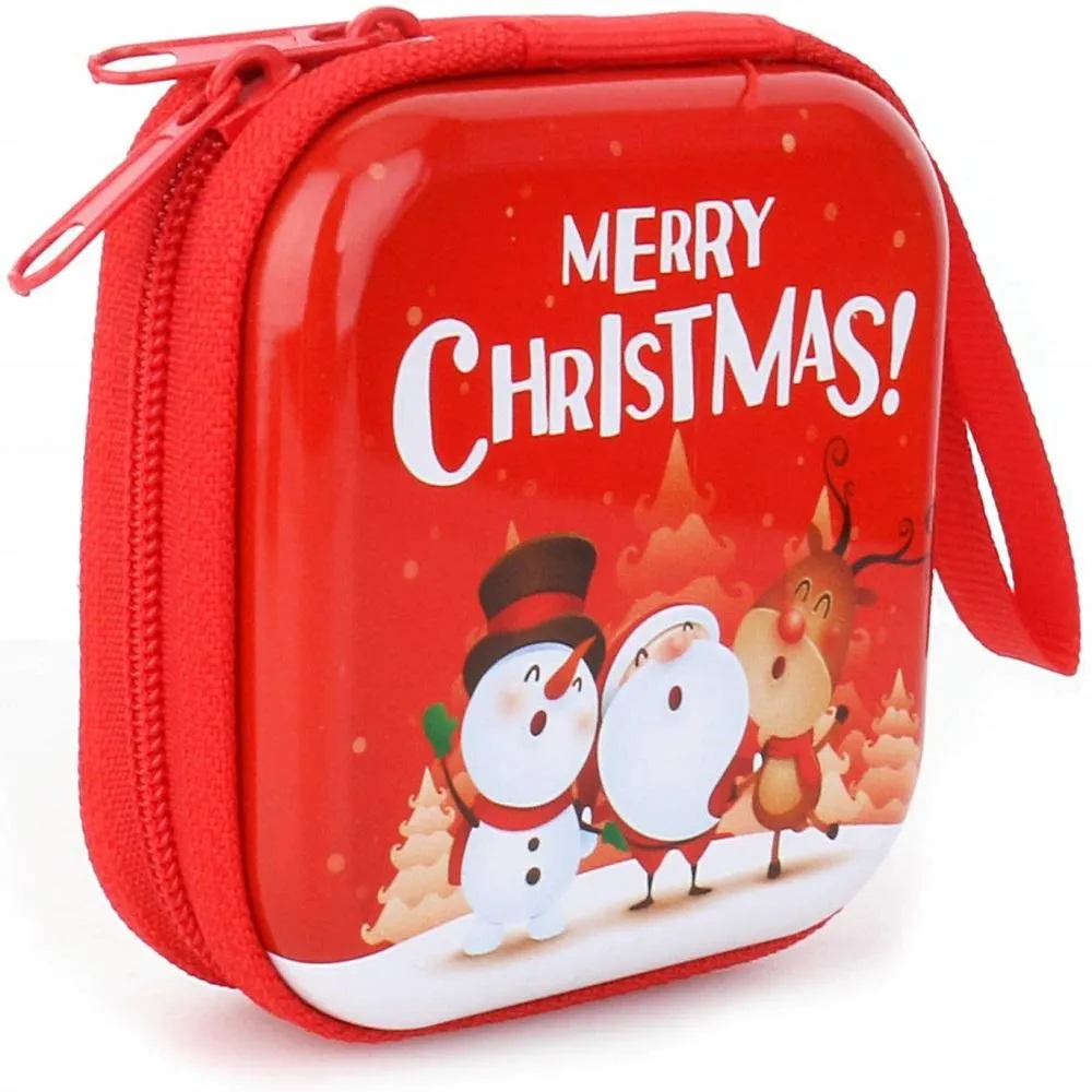 Adorable Mini Christmas Zipper Coin Purse for Kids - Fun Candy Pattern Wallet