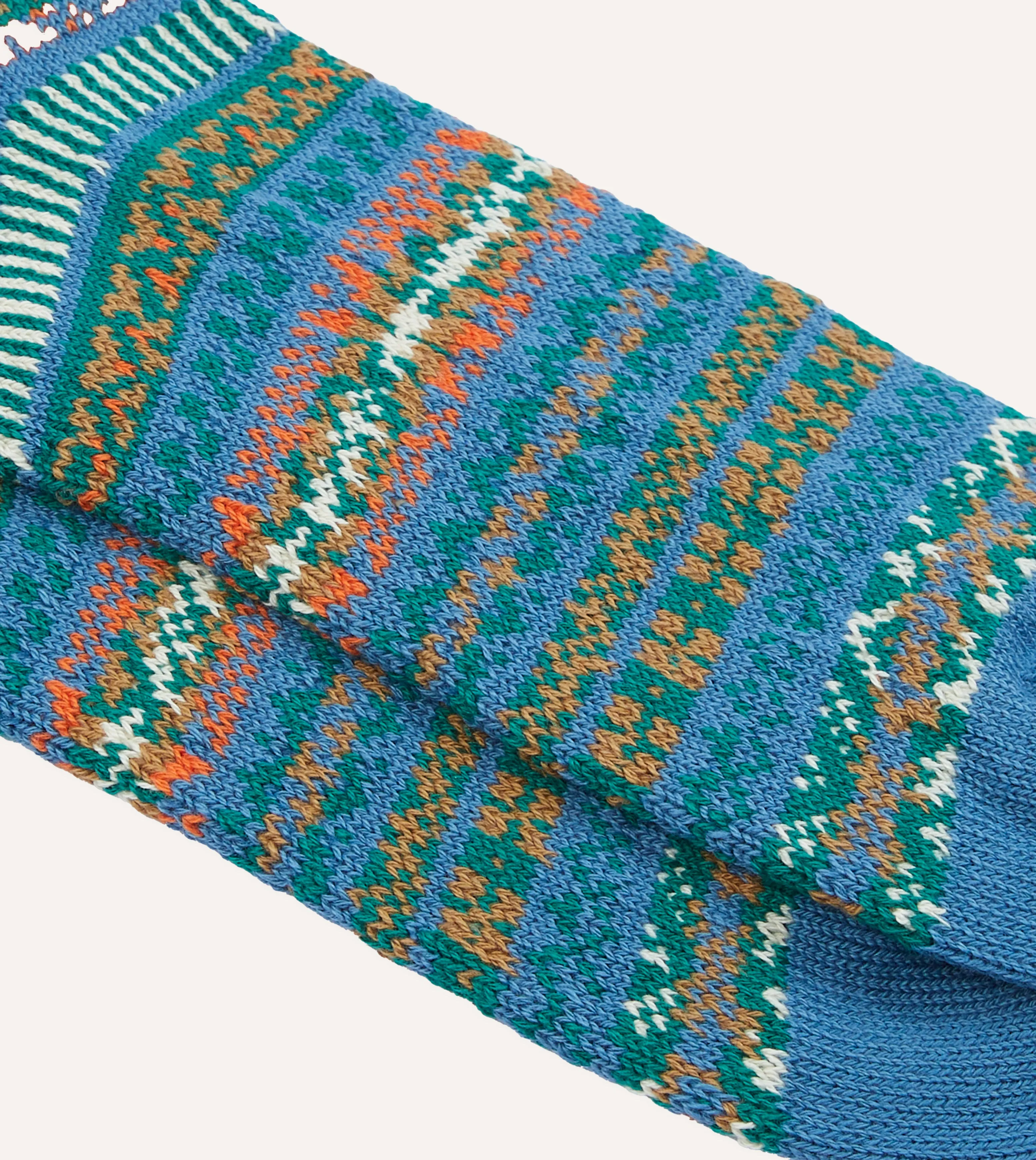 RoToTo Blue Cotton Fair Isle Socks