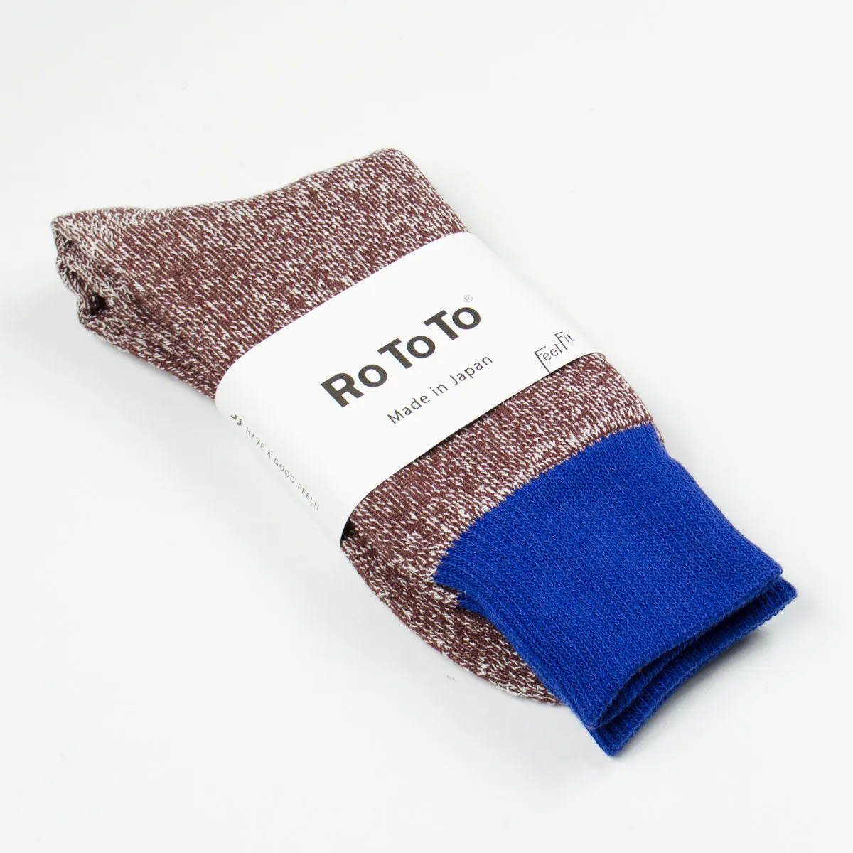 RoToTo - Doubleface Silk / Cotton Socks - Blue / Brown