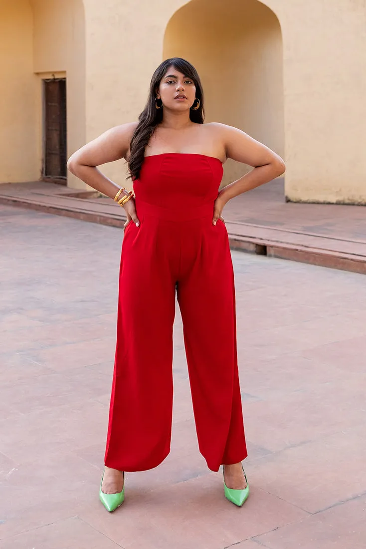 Sadie- Showdown Jumpsuit (Red and Black)