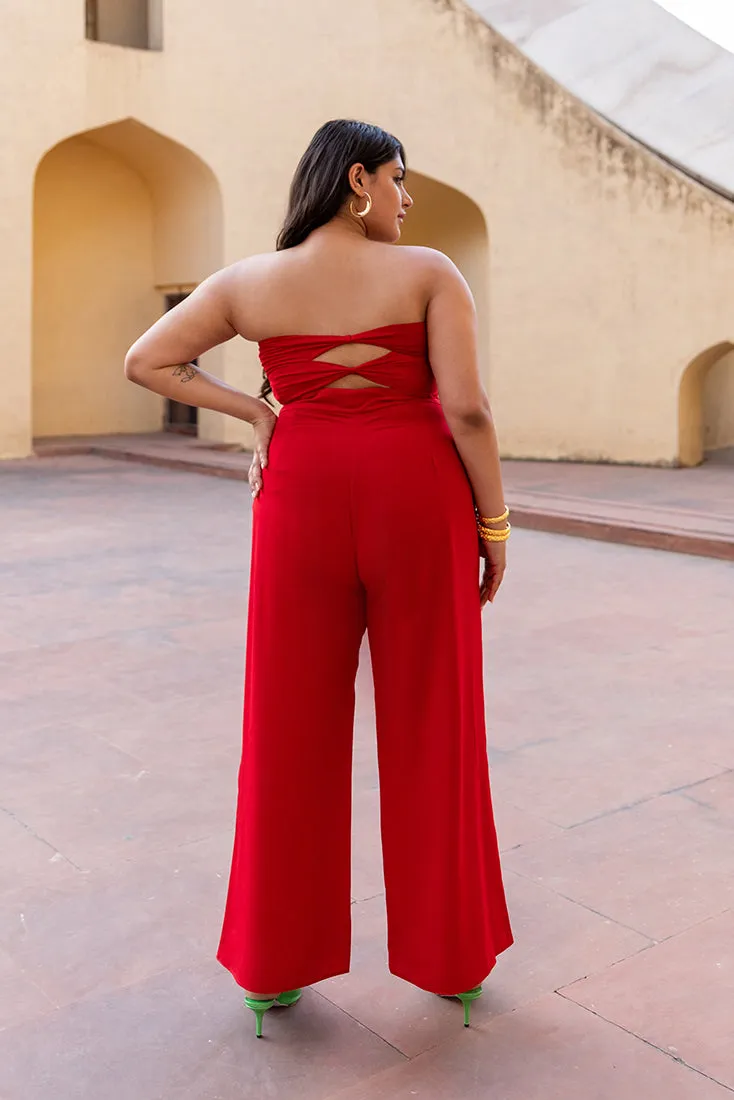 Sadie- Showdown Jumpsuit (Red and Black)