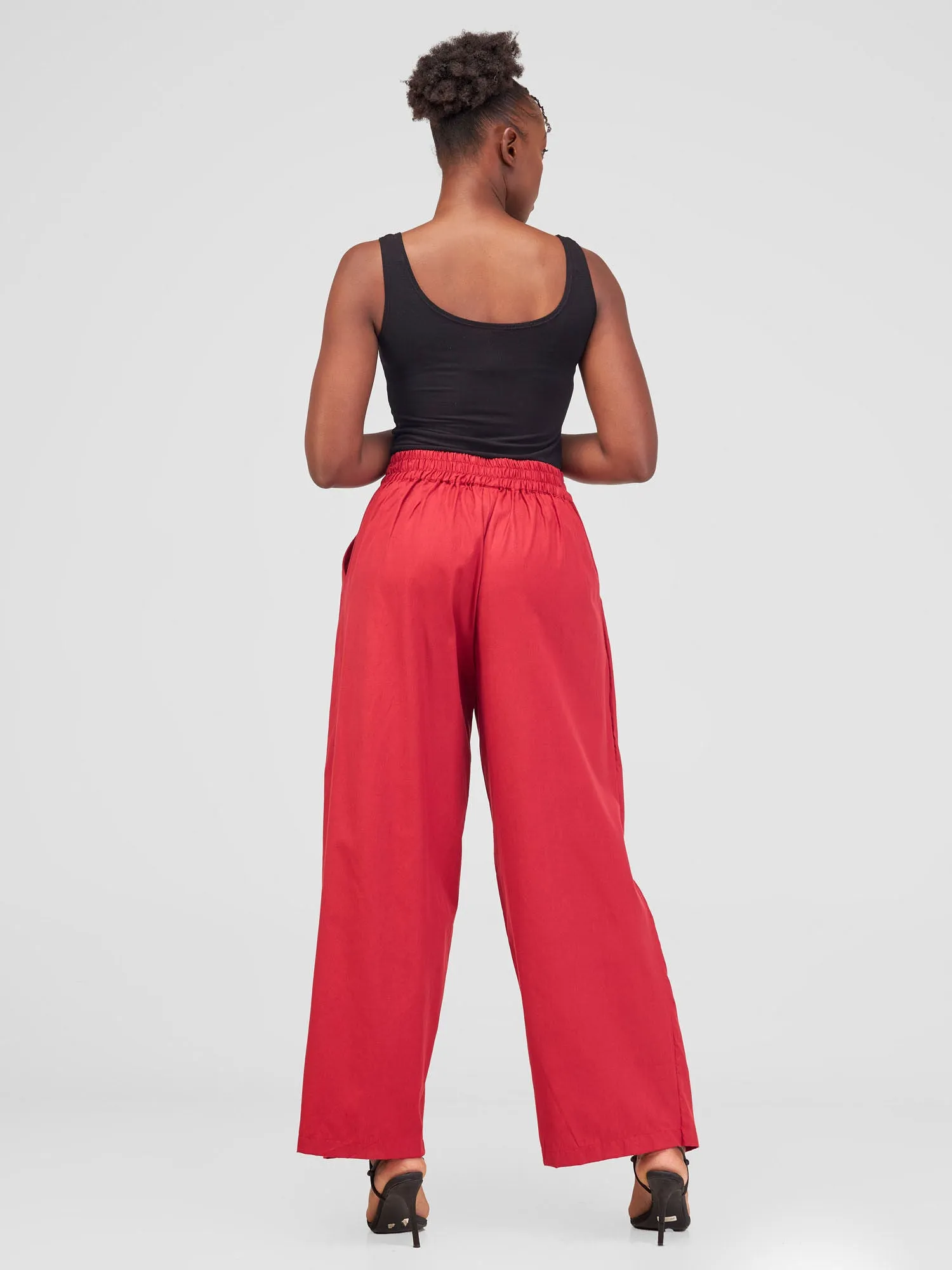 Safari Haya Front Slit Wide Leg Pants - Red Koi Print