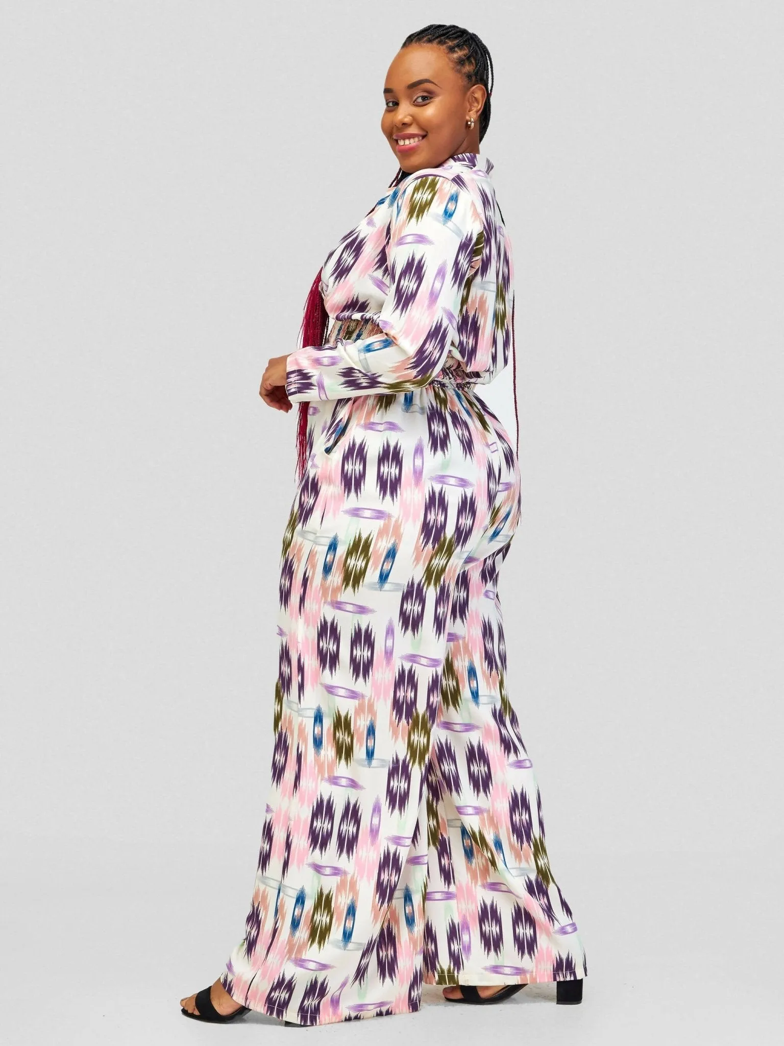 Salok Havilah Ariel Pant Set - White / Purple Print