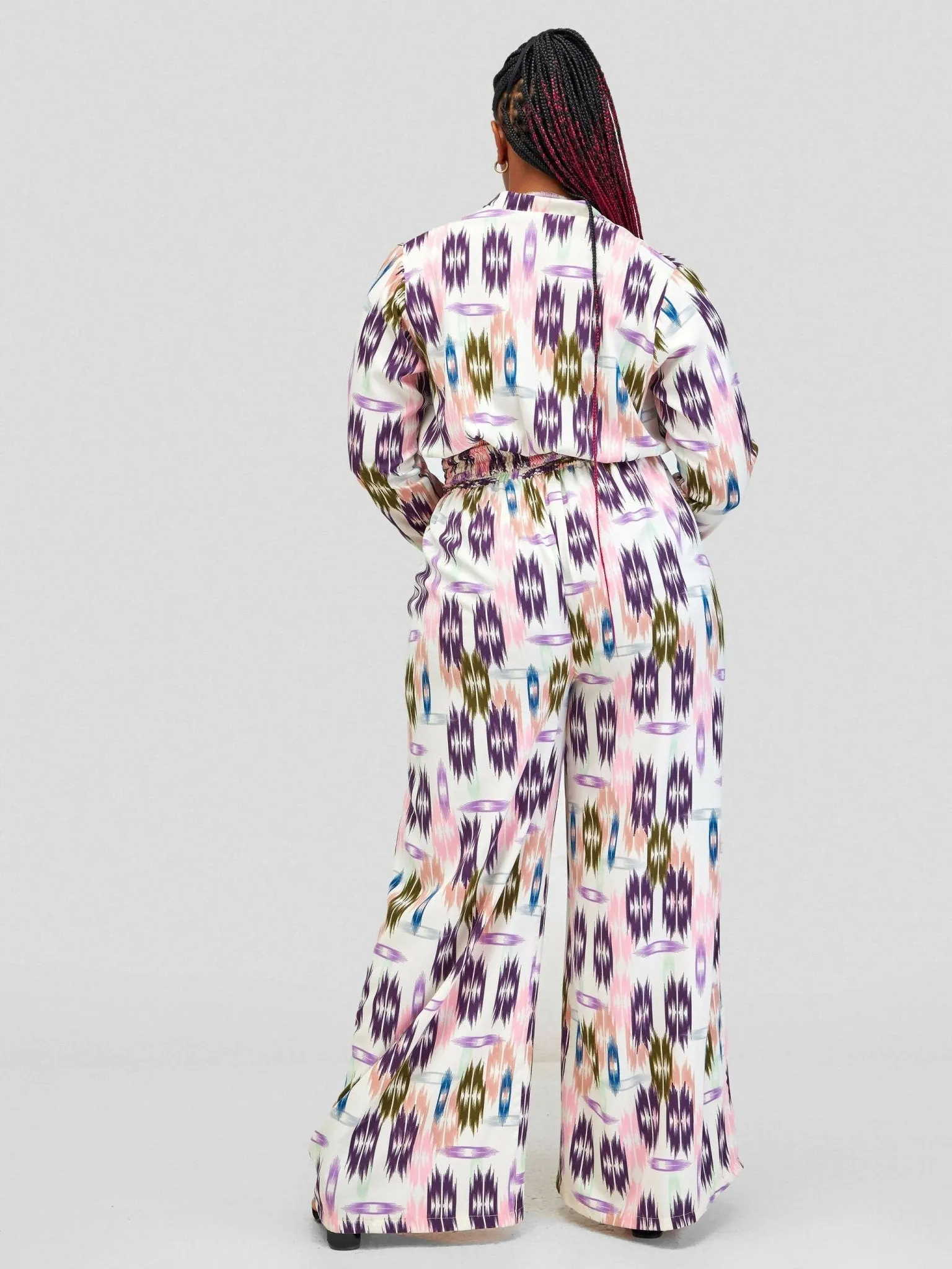 Salok Havilah Ariel Pant Set - White / Purple Print