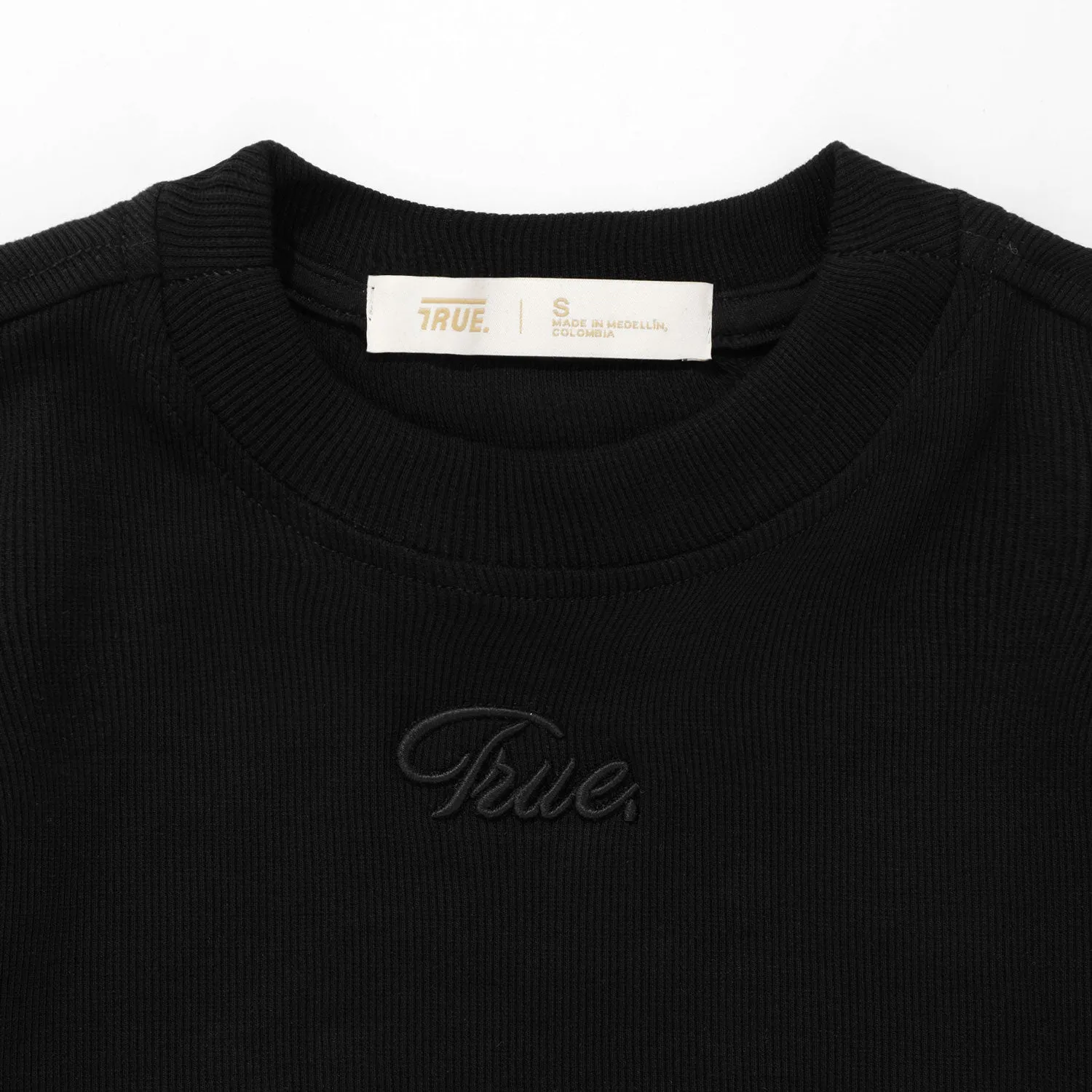 Script Logo Ribbed Slim Tee - Black