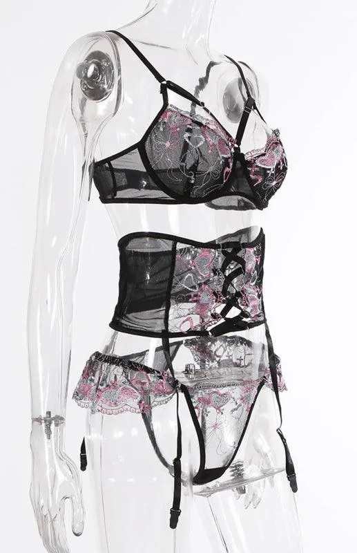 Sexy Embroidered Women Lingerie Set